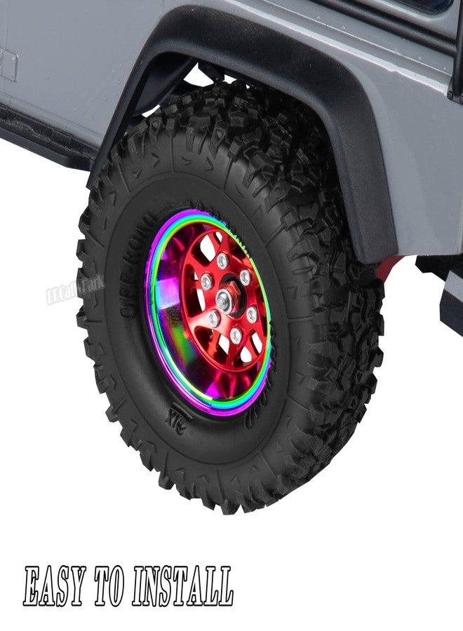 جنوط عجلات BRCatWPark RC 1.3 Beadlock لسيارات الزحف RC بمقياس 1/18 TRX4M و 1/24 SCX24، مصنوعة من سبائك الألومنيوم، 4 قطع من جنوط عجلات سيارات الطرق الوعرة RC، لون أحمر - Image 3